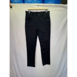 Ikka Stretch Flat Front Slim Fit Cropped Pants Dark Wash Black Size Medium